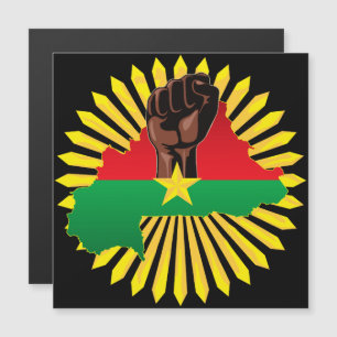Burkina Faso kaart, vlag en revolutie vuist Magnetische Uitnodiging