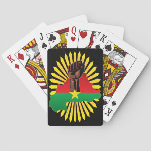Burkina Faso kaart, vlag en revolutie vuist Pokerkaarten