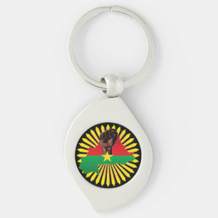 Burkina Faso kaart, vlag en revolutie vuist Sleutelhanger