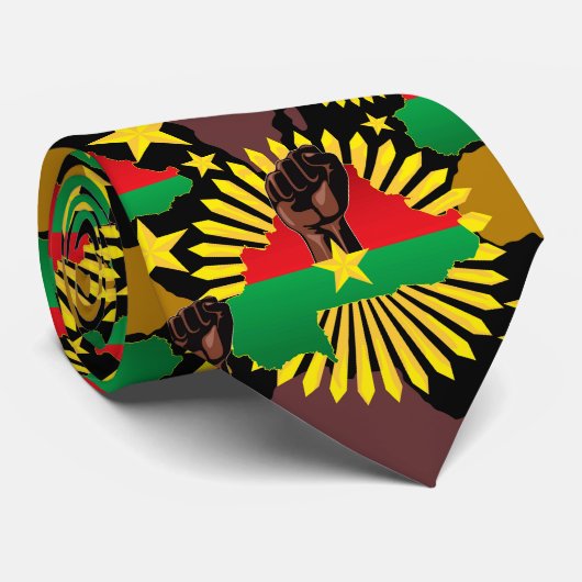 Burkina Faso kaart, vlag en revolutie vuist Stropdas (Opgerold)