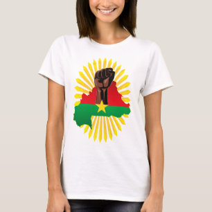 Burkina Faso kaart, vlag en revolutie vuist T-shirt