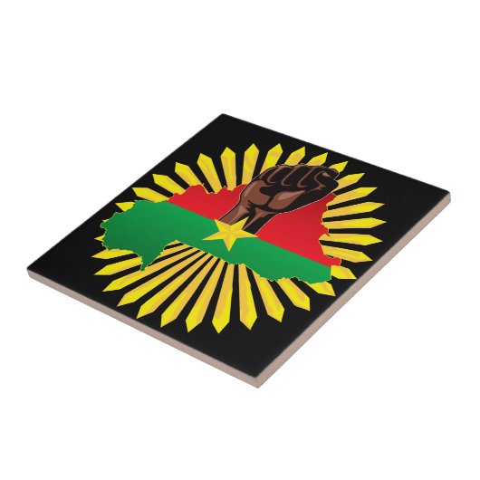 Burkina Faso kaart, vlag en revolutie vuist Tegeltje (Zijkant)