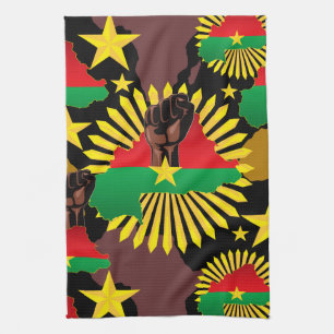 Burkina Faso kaart, vlag en revolutie vuist Theedoek