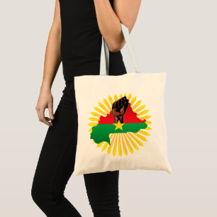 Burkina Faso kaart, vlag en revolutie vuist Tote Bag
