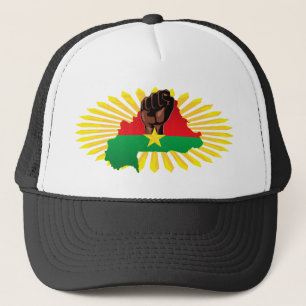 Burkina Faso kaart, vlag en revolutie vuist Trucker Pet