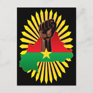 Burkina Faso kaart, vlag en revolutie vuist Uitnodiging Briefkaart
