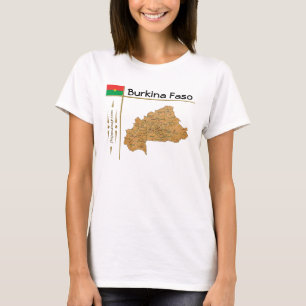 Burkina Faso Kaart + Vlag + Titel T-Shirt