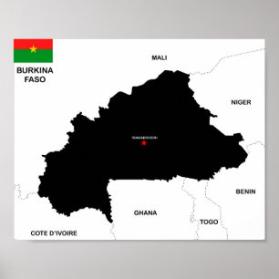 burkina faso land politieke kaart vlag poster