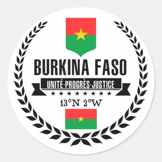 Burkina Faso Ronde Sticker (Voorkant)