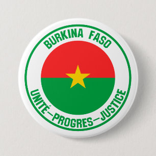 Burkina Faso Round Emblem Ronde Button 7,6 Cm