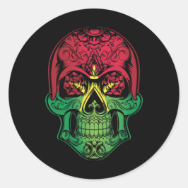 Burkina Faso Skull en Rozen vlag Ronde Sticker