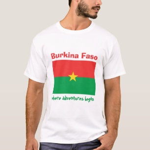 Burkina Faso Vlag + Kaart + Tekst T-shirt