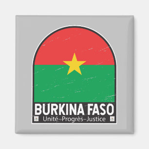 Burkina Faso Vlaggenembleem noodlijdende Vintage Magneet