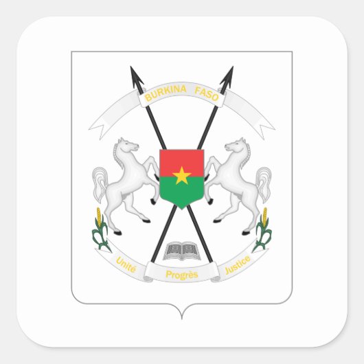 Burkinees Wapen van Burkina Faso Vierkante Sticker (Voorkant)