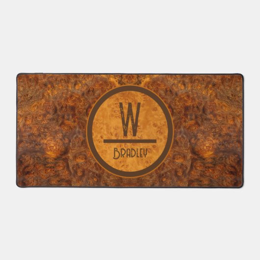 Burl Wood Monogram Ontwerp Bureaumat (Voorkant)