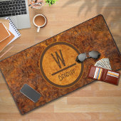 Burl Wood Monogram Ontwerp Bureaumat