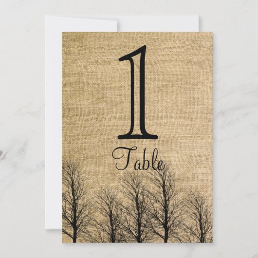 Burlap and Birch Posh Mariage Numéro de table (Devant)