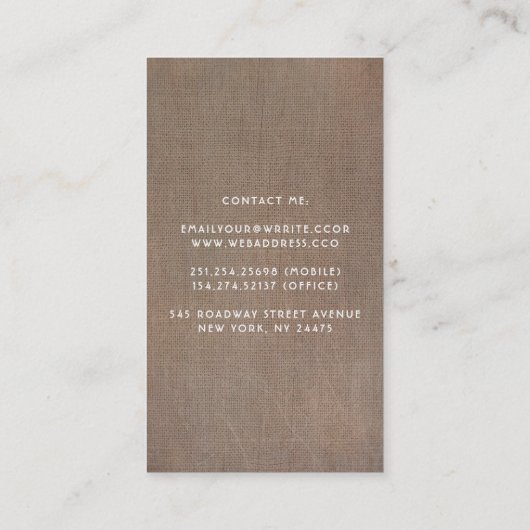 Burlap and Lace and String Lights Rustiek Elegant Visitekaartje (Achterkant)