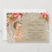 Burlap and Lace Baby Shower Uitnodigingen (Voorkant)