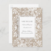 Burlap and Lace Elegant Bewaar de datum Aankondigingskaart (Voorkant / Achterkant)