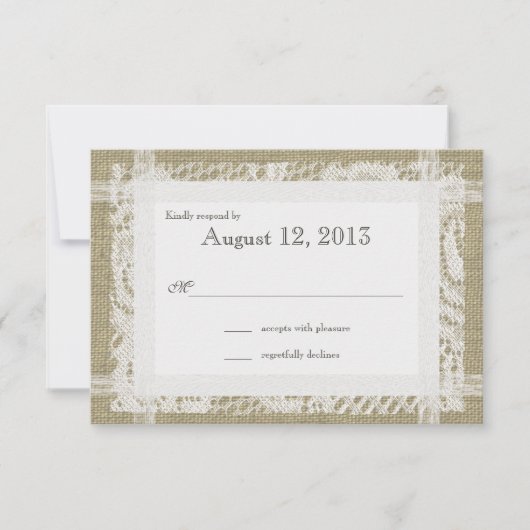 Burlap and Lace Rustic Country Réponse (Devant)