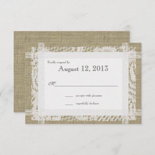 Burlap and Lace Rustic Country Réponse (Devant / Derrière)