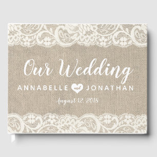 Burlap and Lace Rustic Mariage livre d'hôtes