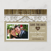 Burlap and Lace Save the Date Bruiloft Briefkaarte Aankondigingskaart (Voorkant)