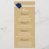 burlap and marine blue rose mason jar menu mariage (Devant)