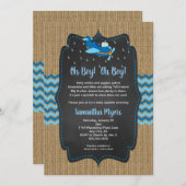 Burlap Avions Twin Boys bébé sprinkl invitation (Devant / Derrière)