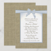 Burlap Baby Blue Christening Kaart (Voorkant / Achterkant)