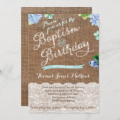 Burlap Baptême et invitations pour l'anniversaire  (Devant / Derrière)