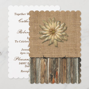 Burlap Barnwood Barbed fils et Invitation de fleur