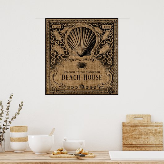 Burlap Beach House Poster (Keuken)