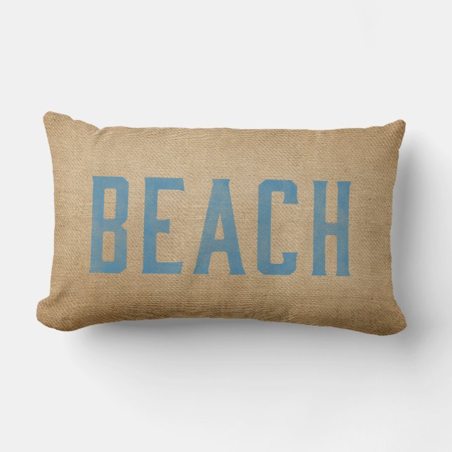 Burlap  Beach Live Love Surf Blue Kussen (Voorkant)