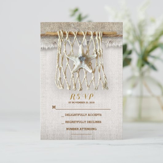 BURLAP BEACH MARIAGE CARTES RSVP (Debout devant)