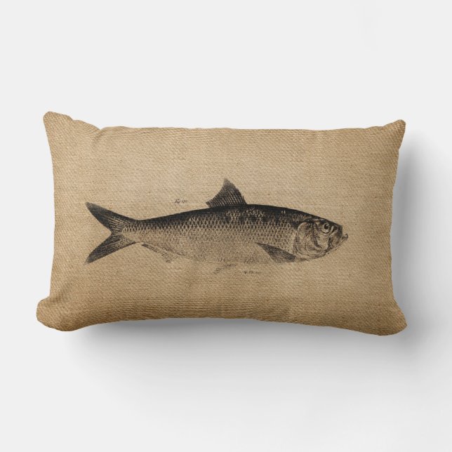 Burlap Big Fish Kussen (Voorkant)
