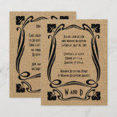 Burlap Black Art Déco Cartes de réception de maria (Devant / Derrière)