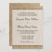 Burlap Black Border Wedding Invitations Kaart (Voorkant / Achterkant)