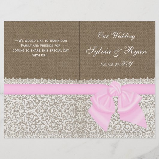 burlap blanc dentelle rose plié programme de maria (Devant)