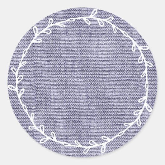 Burlap Bleu Maison Rustique Étiquette Vierge (Devant)