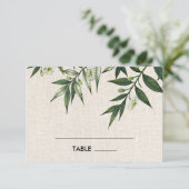 Burlap Botanique Vert Mariage Table Place Cartes (Debout devant)