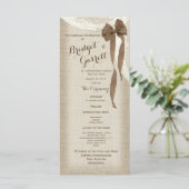 Burlap Bow and Lace Wedding Program Programma (Staand voorkant)