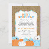 Burlap Boy Citrouille bébé saupoudrée invitation (Devant)