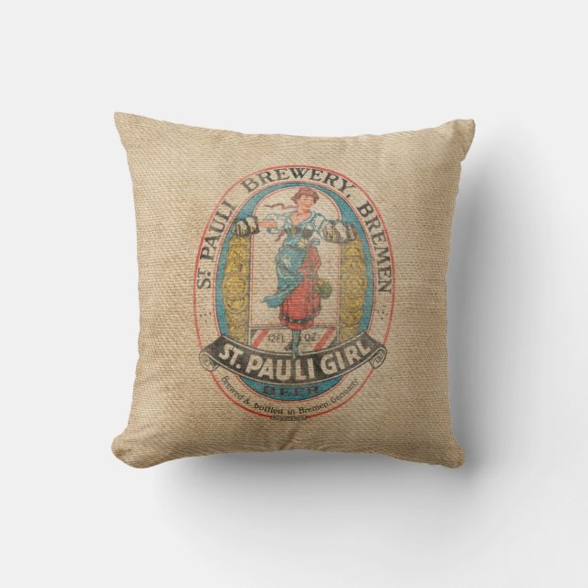 Burlap  Brewery Beer Advertisement Kussen (Voorkant)