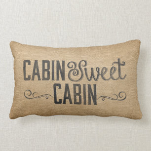 Burlap  Cabin Sweet Cabin Kussen