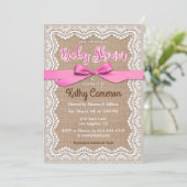 Burlap Canvas en Kant Baby shower Uitnodiging (Staand voorkant)