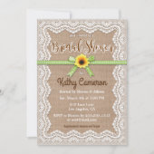 Burlap Canvas en kant bruids douche uitnodiging (Voorkant)