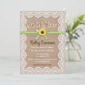 Burlap Canvas en kant bruids douche uitnodiging (Staand voorkant)