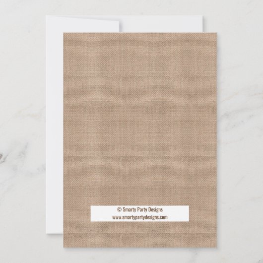 Burlap Canvas en kant bruids douche uitnodiging (Achterkant)